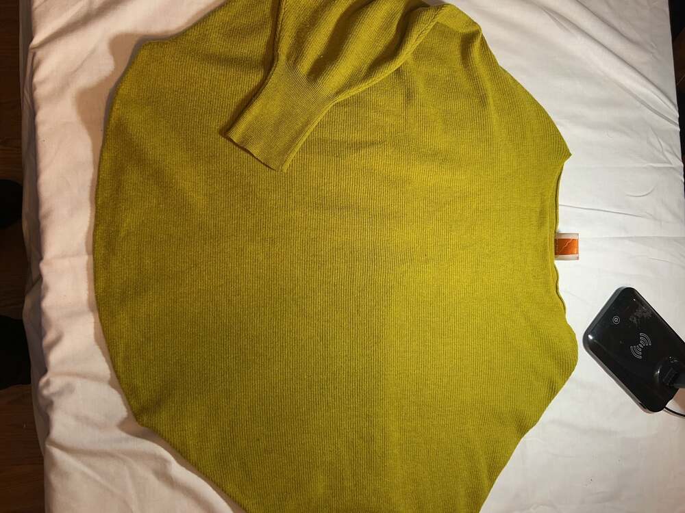 Kerisma Ribbed Batwing Poncho Sweater Chartreuse Size S/M